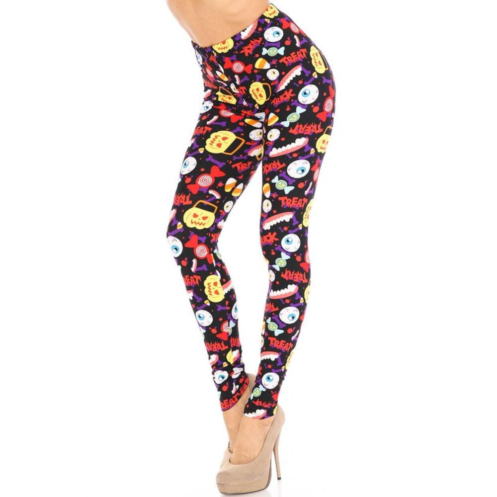 Buttery Soft Everything Trick or Treat Leggings (One Size Regular,Multi Color